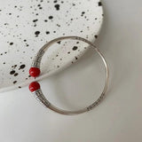 Red Match Hip Hop Thai Silver Ladies Bangle Promotion Jewelry For Women