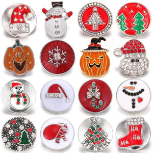 5pcs Christmas Snap Jewelry 18mm Metal Snap Buttons DIY Snap Bracelet