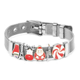 Christmas Stainless Steel Adjustable Mesh Bracelet Santa Claus Charm Bracelet