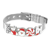 Christmas Stainless Steel Adjustable Mesh Bracelet Santa Claus Charm Bracelet