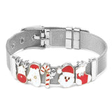 Christmas Stainless Steel Adjustable Mesh Bracelet Santa Claus Charm Bracelet