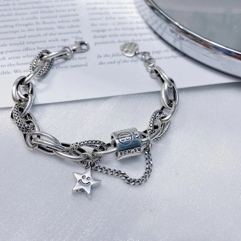 Retro Thai Silver Female Tank Chains Bracelet
