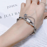 Retro Thai Silver Female Tank Chains Bracelet