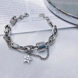Retro Thai Silver Female Tank Chains Bracelet