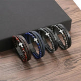 Cross Pendant MultiLayer Leather Bracelet Classic Christian Prayer
