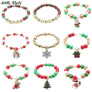 Baby Girls Christmas Beads Bangle Bracelet Child Kids Christmas Party Bracelet