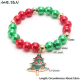 Baby Girls Christmas Beads Bangle Bracelet Child Kids Christmas Party Bracelet