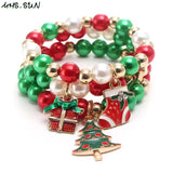 Baby Girls Christmas Beads Bangle Bracelet Child Kids Christmas Party Bracelet