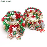 Baby Girls Christmas Beads Bangle Bracelet Child Kids Christmas Party Bracelet