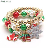 Baby Girls Christmas Beads Bangle Bracelet Child Kids Christmas Party Bracelet