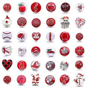 5pcs Christmas 18mm Snap Buttons Red Snap Jewelry for Bracelet Necklace