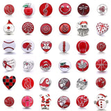 5pcs Christmas 18mm Snap Buttons Red Snap Jewelry for Bracelet Necklace