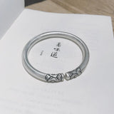 Thai Silver Flower Carved Ladies Bangle Jewelry - No Fade