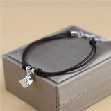Anslow Geometric Cube Charms Pendant Leather Bracelet