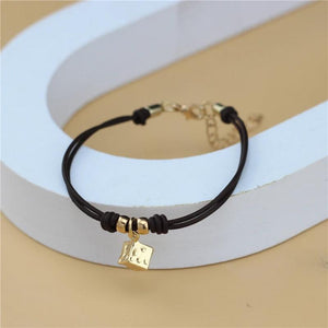 Anslow Geometric Cube Charms Pendant Leather Bracelet