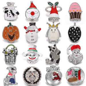 5pcs Christmas Snap Jewelry Metal Snap Buttons Fit Bracelet Charm