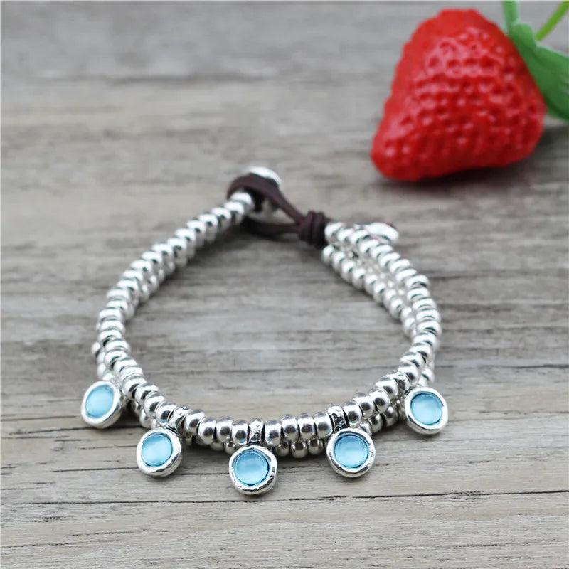 Anslow DIY Beads Leather Bracelet For Women Christmas Gift