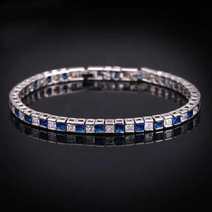 Pera Classic Women Jewelry Crystal Dark CZ Square Silver Bracelet for Christmas