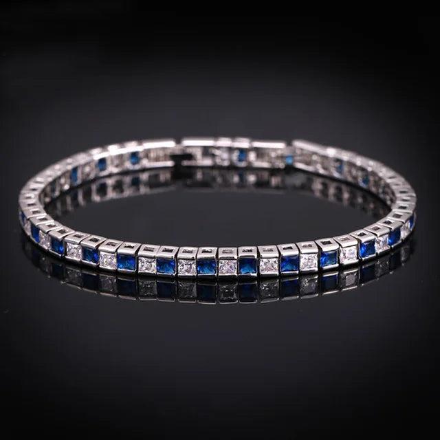 Pera Classic Women Jewelry Crystal Dark CZ Square Silver Bracelet for Christmas