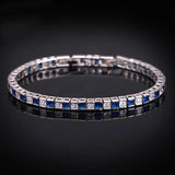Pera Classic Women Jewelry Crystal Dark CZ Square Silver Bracelet for Christmas
