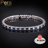 Pera Classic Women Jewelry Crystal Dark CZ Square Silver Bracelet for Christmas