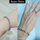 Pera Classic Women Jewelry Crystal Dark CZ Square Silver Bracelet for Christmas