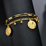 Religious Cross Virgin Mary Bracelet Stainless Steel Christmas Jewelry