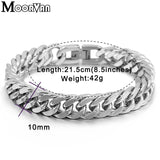 Moorvan Stainless Steel Men's Bracelet, 21cm 10mm, Christmas Gift Style