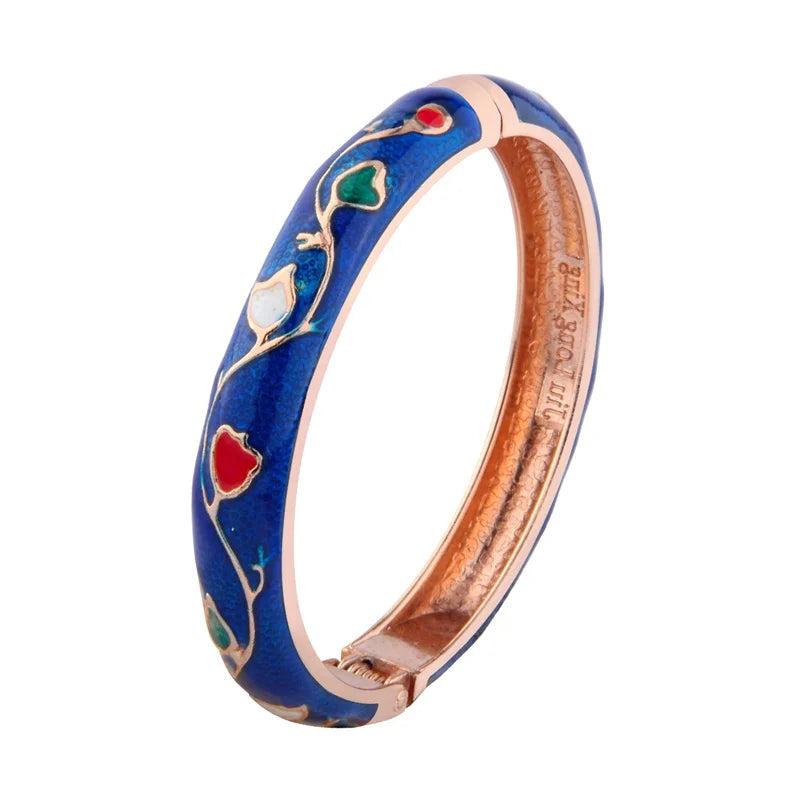 Enamel Flower Bangle Bracelet for Women