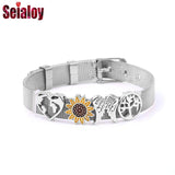Silver Mesh Bracelet Christmas Rainbow Charm Ribbon Jewelry