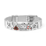 Silver Mesh Bracelet Christmas Rainbow Charm Ribbon Jewelry