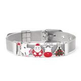 Silver Mesh Bracelet Christmas Rainbow Charm Ribbon Jewelry