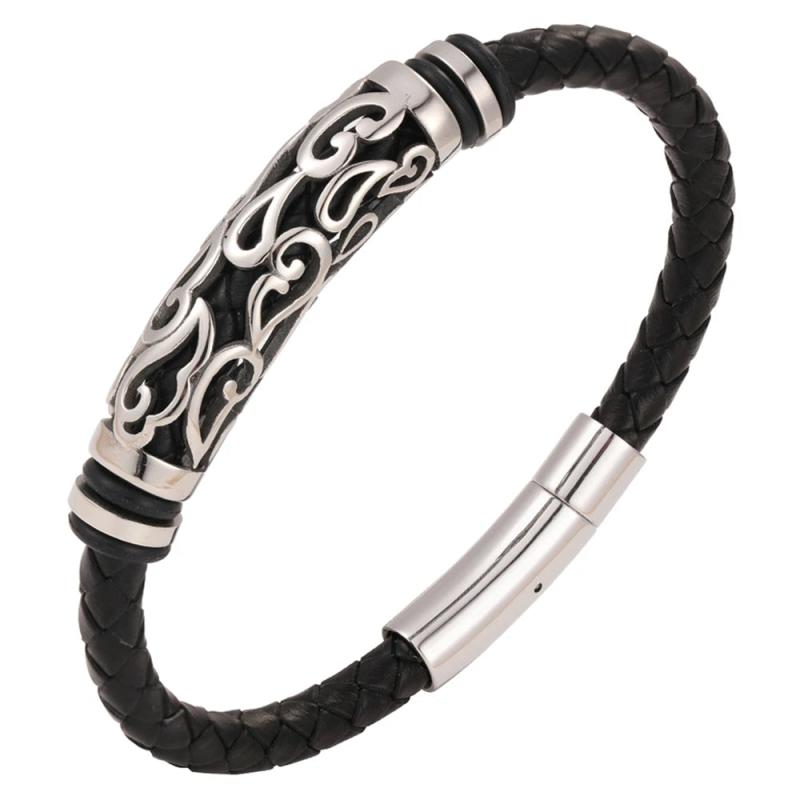 Geometric Hollow Leather Bracelet for Anniversary