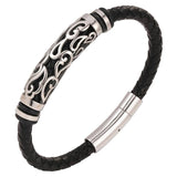 Geometric Hollow Leather Bracelet for Anniversary