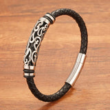 Geometric Hollow Leather Bracelet for Anniversary