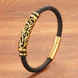 Geometric Hollow Leather Bracelet for Anniversary