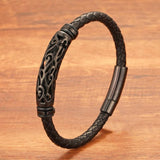 Geometric Hollow Leather Bracelet for Anniversary
