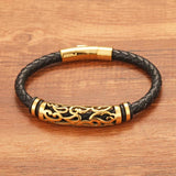 Geometric Hollow Leather Bracelet for Anniversary