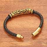 Geometric Hollow Leather Bracelet for Anniversary