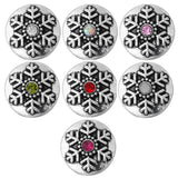 10pcs Christmas Snowflake 12mm Snap Button Rhinestone Round Mini Jewelry DIY