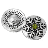 10pcs Christmas Snowflake 12mm Snap Button Rhinestone Round Mini Jewelry DIY