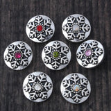 10pcs Christmas Snowflake 12mm Snap Button Rhinestone Round Mini Jewelry DIY