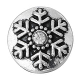 10pcs Christmas Snowflake 12mm Snap Button Rhinestone Round Mini Jewelry DIY