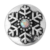 10pcs Christmas Snowflake 12mm Snap Button Rhinestone Round Mini Jewelry DIY