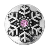 10pcs Christmas Snowflake 12mm Snap Button Rhinestone Round Mini Jewelry DIY