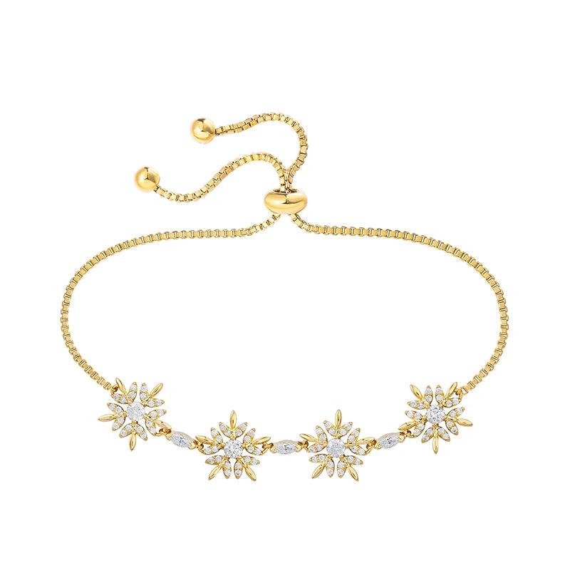 Sparkly CZ Snowflake Bracelet Adjustable Hand Chain Jewelry