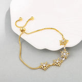 Sparkly CZ Snowflake Bracelet Adjustable Hand Chain Jewelry