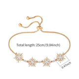 Sparkly CZ Snowflake Bracelet Adjustable Hand Chain Jewelry