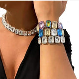 Sparkling Square Stone Crystal Bracelet, Christmas Gift for Women