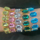 Sparkling Square Stone Crystal Bracelet, Christmas Gift for Women